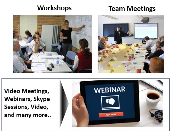 Engagement Channels OCM: Workshops, Team Meetings, Video, Webinars,...