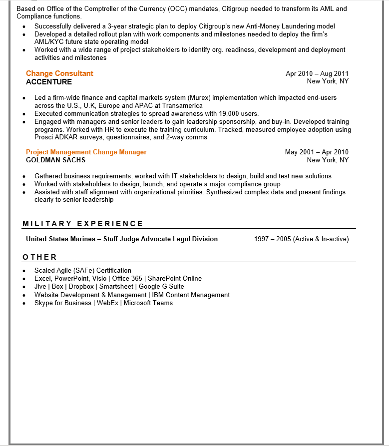 Project management skills resume