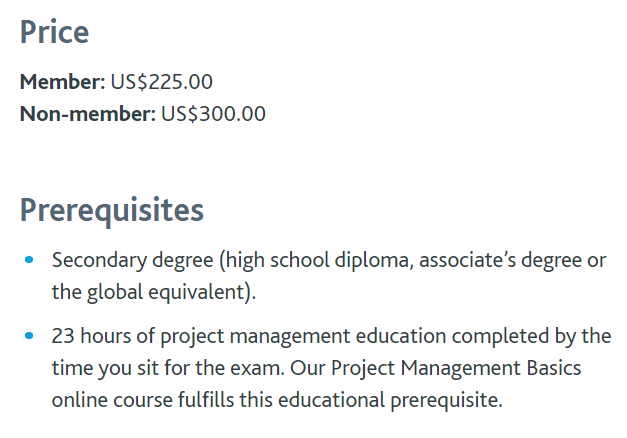 Certified Associate in Project Management (CAPM) Cost and Price