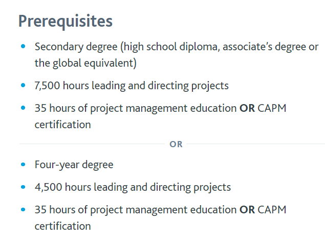 PMI. PMP Certification Cost and Prerequisites