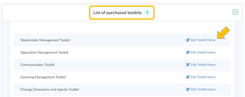 Edit Toolkit Name