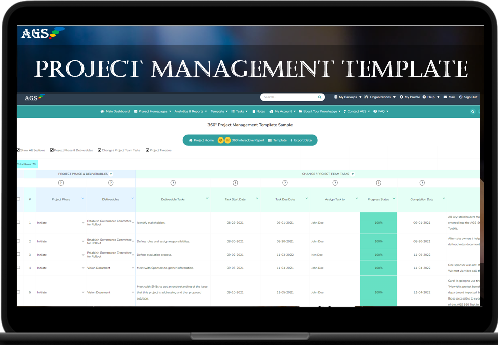 Project Management Template - Free Export to Excel and CSV