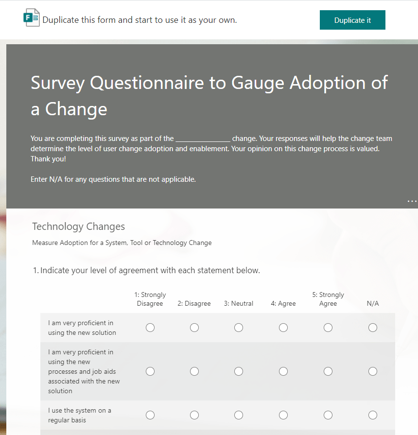 Survey Questionnaire to Gauge Adoption of a Change-min