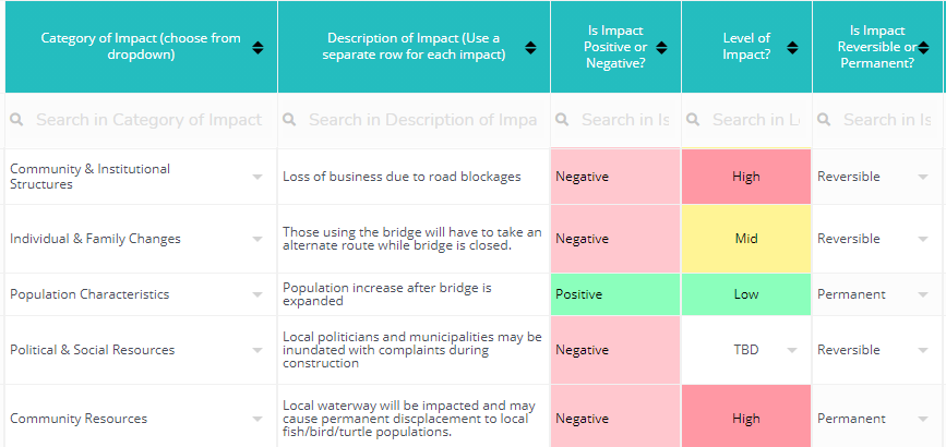 Social Impact Assessment Example