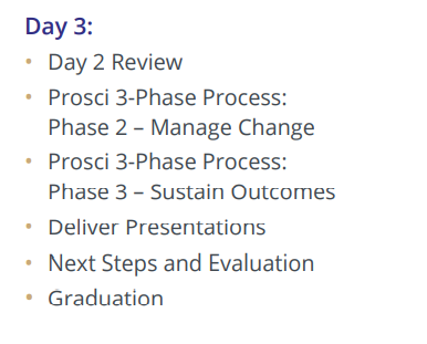 Prosci Australia Certification Program Day One and Day Three