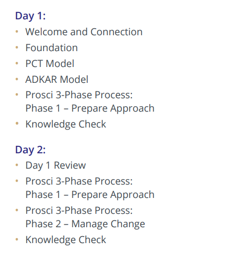 Prosci Canada Certification Day One And Day Two