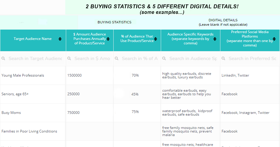 Digital Target Audience Details