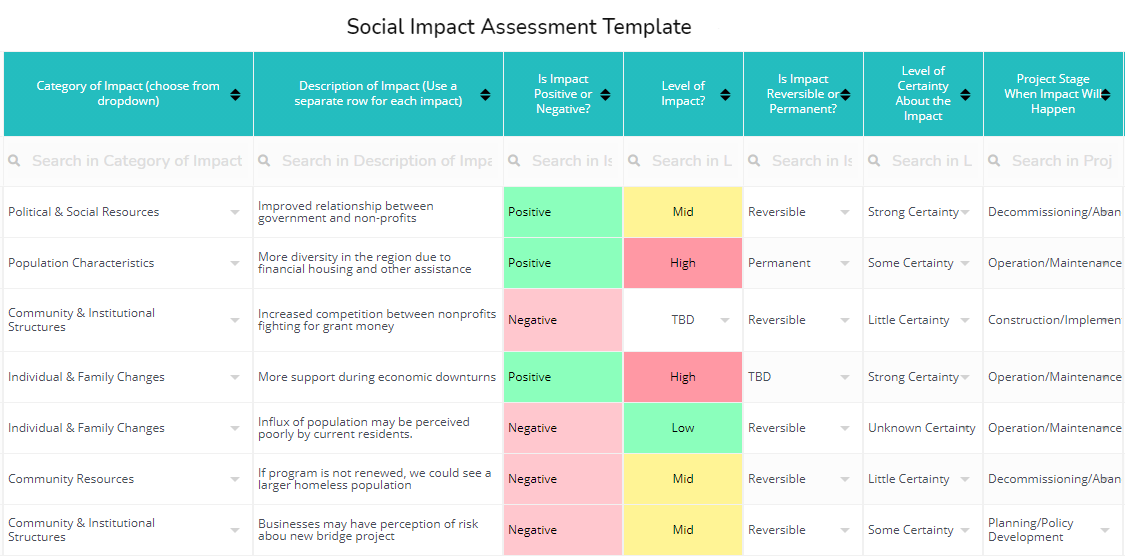 Social Impact Assessment Template