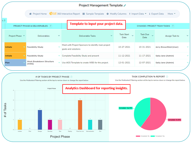 simple project dashboard template