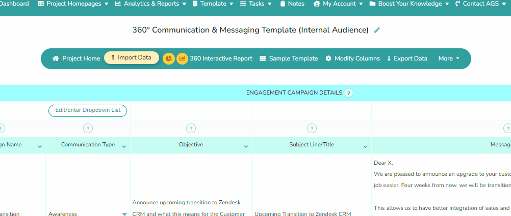 internal communication strategy template