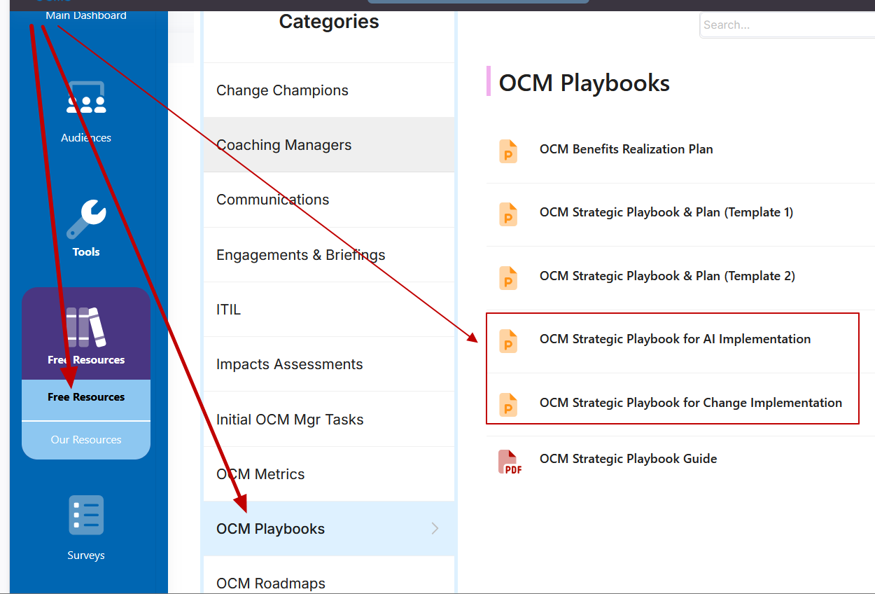 Free Change Management Playbook - OCM Strategies and Plans for AI and Other Change Implementations