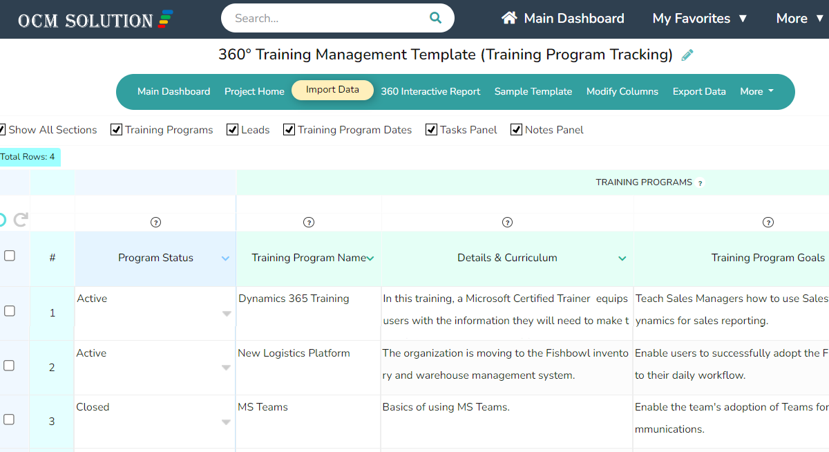 Training Program Tracking