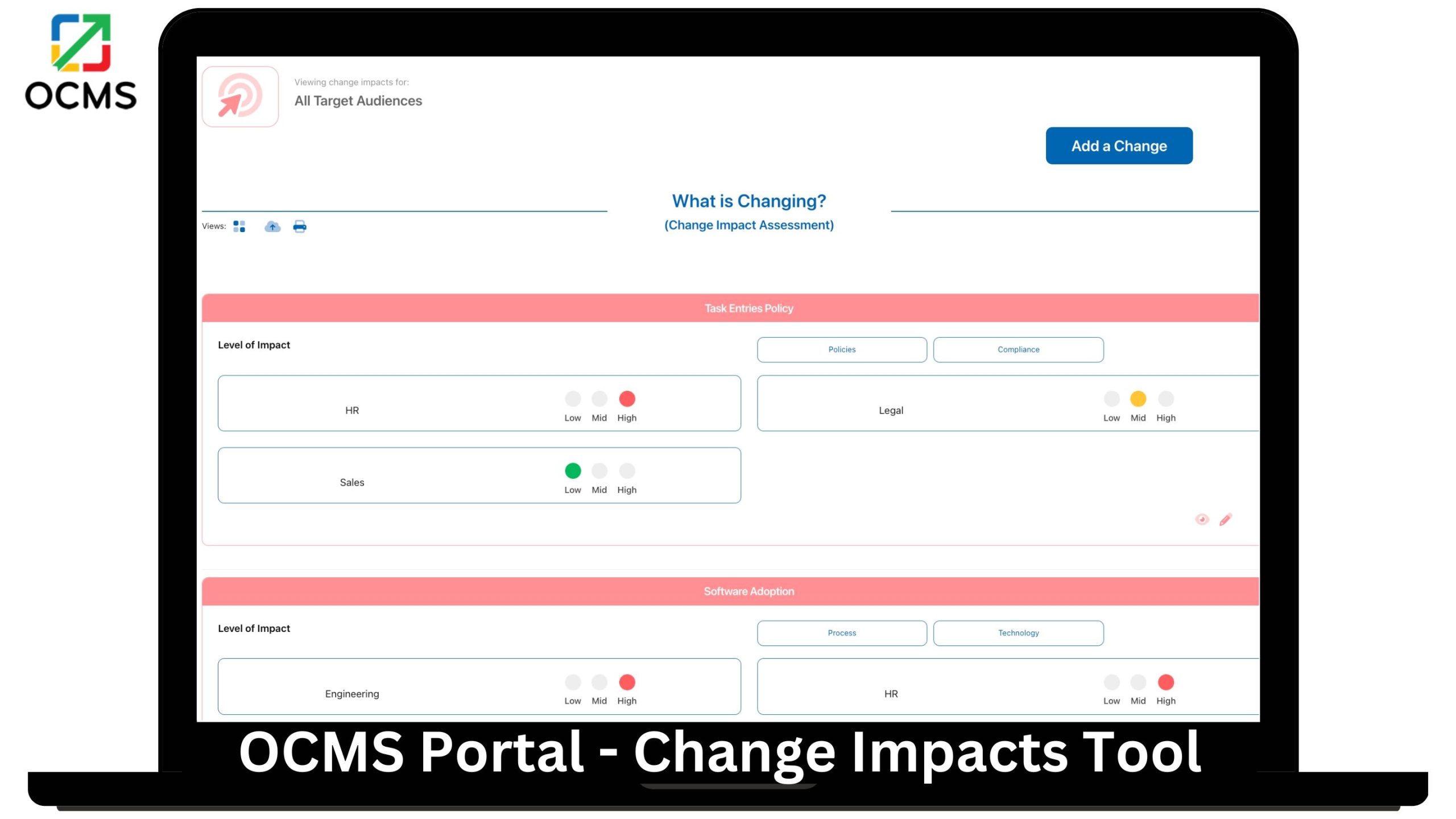 OCMS change management platform - change impacts