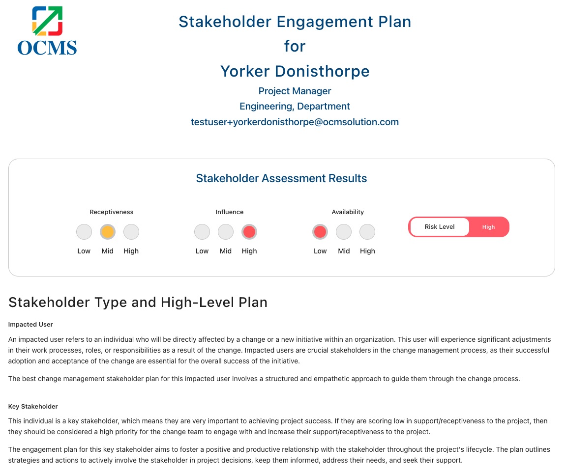 auto-generated stakeholder engagement plan