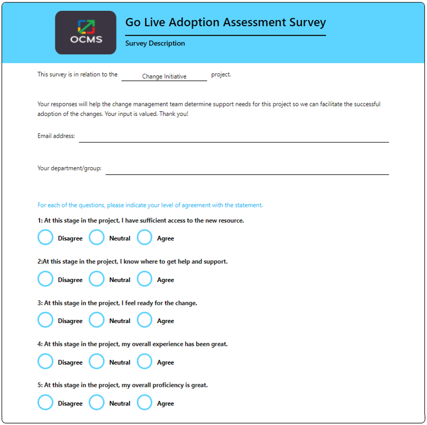 Post change management survey questions