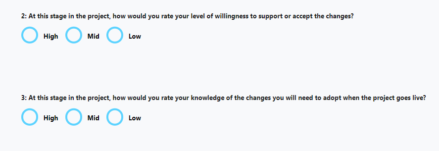 Survey questions for organizational changes