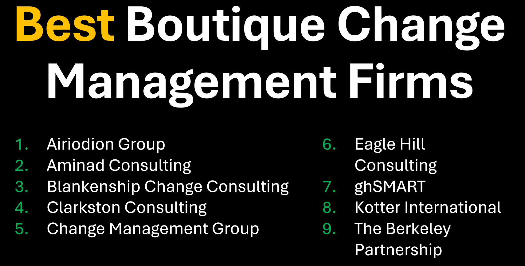 Top 9 Best Boutique & Specialist Change Management Firms